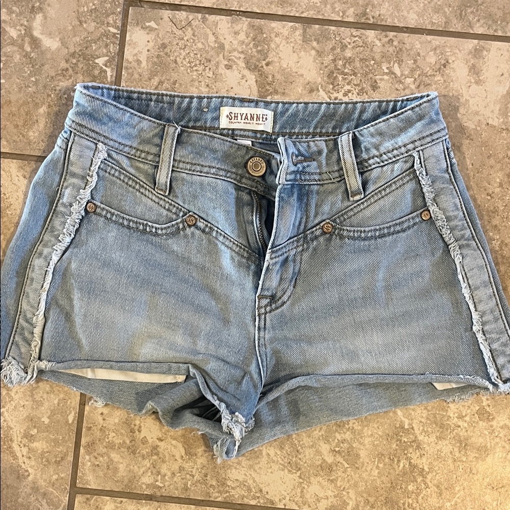 Shyanne Faded Light Blue Denim Cutoff Shorts